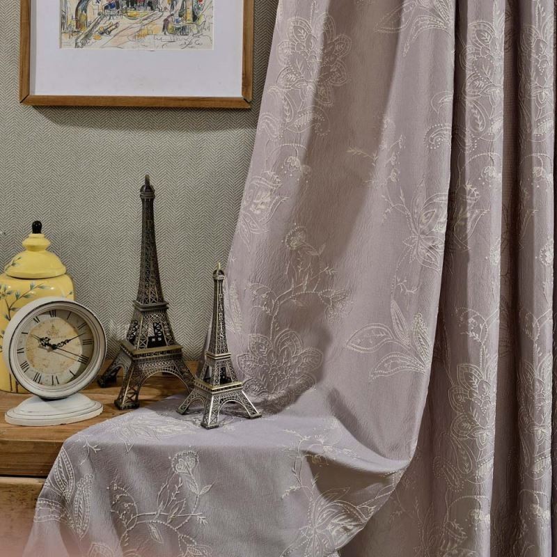 Retro Halvmörkläggningsgardin Måttbeställd Gardin I Jacquard Med Precision I Vardagsrummet