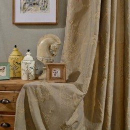 Retro Halvmörkläggningsgardin Måttbeställd Gardin I Jacquard Med Precision I Vardagsrummet