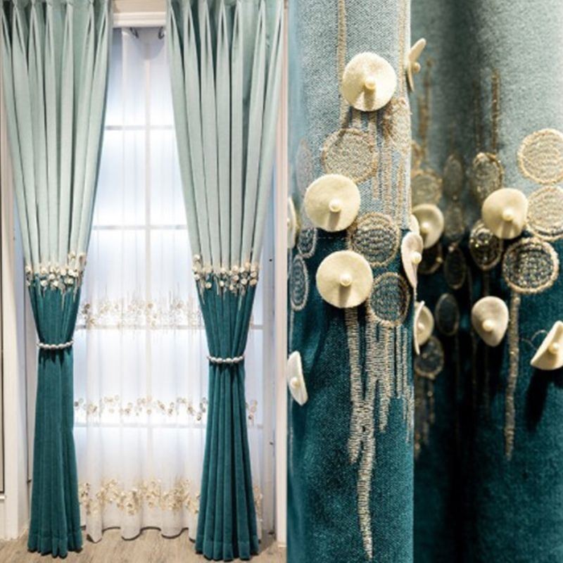 Mörkläggningsgardin Måttbeställd Gardin Nordiska Blommor Broderi Dekorativ