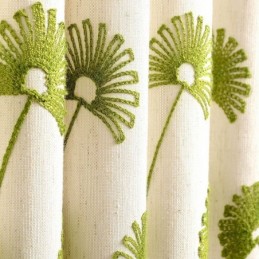 Modern Måttbeställd Gardin Bomull Linne Broderad Med Färska Löv