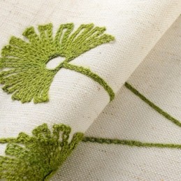 Modern Måttbeställd Gardin Bomull Linne Broderad Med Färska Löv