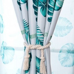 Moderna Tropiska Tryckta Gardiner Med Gröna Löv För Fönster För Vardagsrum