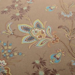 Amerikansk Voilegardin I Måttbeställd Stil Med Brunt Blommönster