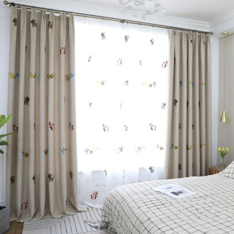 Mörkläggningsgardin Måttbeställd Gardin Kattungebroderi Sovrum