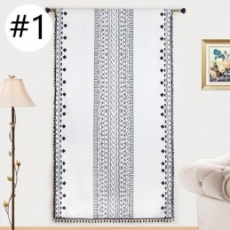 Geometriskt Tryck Gardiner Halv Mörkläggningsgardiner I Bomullslinne Med Tofsar För Vardagsrum