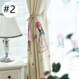 Mönstrad Gardin Med Tecknad Flicka, Måttbeställd, Värmeisolerande Mörkläggningsgardin För Barnrum