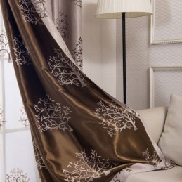 Moderna Mörkläggningsgardiner I Trädjacquard Med Skuggtyg