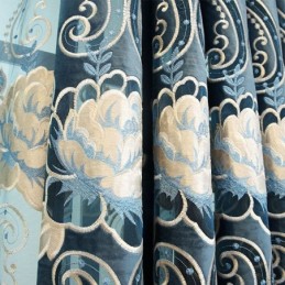 Måttbeställd Chenillegardin Europeisk Stil Med Blombroderi