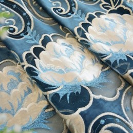 Måttbeställd Chenillegardin Europeisk Stil Med Blombroderi