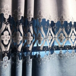 Måttbeställd Chenillegardin Europeisk Stil Med Blombroderi