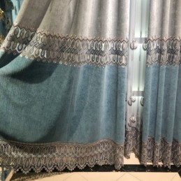 Chenillegardin Måttbeställd Gardin Modern Broderad Vardagsrum