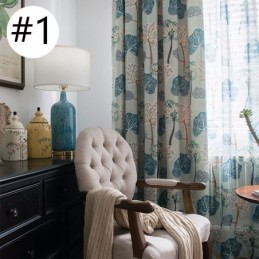 Modern Måttbeställd Gardin Med Bomullsmönster Och Träd