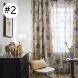 Modern Måttbeställd Gardin Med Bomullsmönster Och Träd