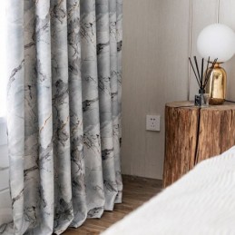 Moderna Måttbeställda Gardingardiner I Marmormönster För Heminredning