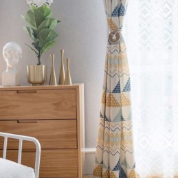 Modern Måttbeställd Gardingardin Bomull Triangeltryckt