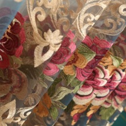 Lyxig Transparent Gardin, Måttbeställd Gardin, Amerikansk Tonad Färg Broderi, Sovrum, Fönsterbehandling