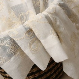 Enkel, Skir Gardin, Måttbeställd, Abstrakt Blombroderi, Fönsterbehandling