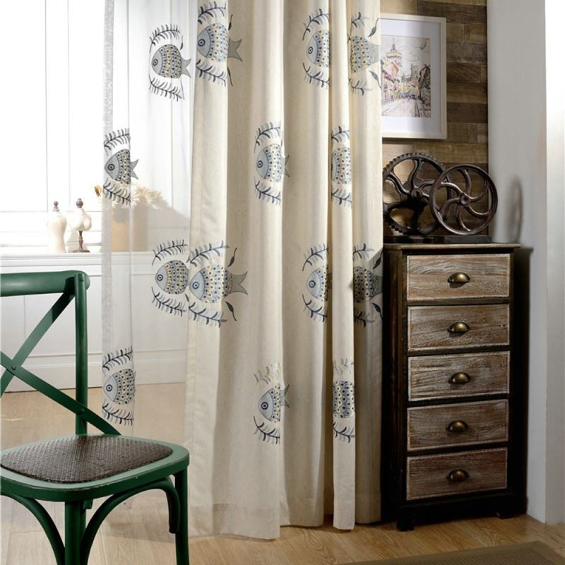 Broderad Mörkläggningsgardin Måttbeställd Gardin Barnrum Minimalistisk Mörkläggningsgardin