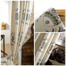 Broderad Mörkläggningsgardin Måttbeställd Gardin Barnrum Minimalistisk Mörkläggningsgardin