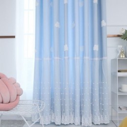 Söta Molngardiner Blå Halvmörkläggning För Flickrum