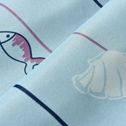 Mörkläggningsgardiner Med Tecknat Fiskmönster, Blå, Tryckta Gardiner, Måttbeställda Gardiner För Barnrum