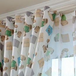 Gardin Med Tecknad Björnmotiv, Måttbeställd Gardin, Vackert Fönster För Pojkar Och Flickor I Rummet