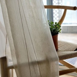 Japansk Enkel, Skir Gardin, Måttbeställd Gardin, Stora Ränder, Jacquard, Vitt Lintyg