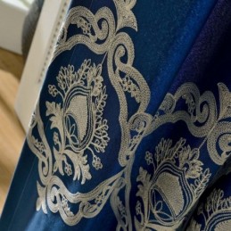 Nordisk Enkel Gardin Måttbeställd Gardin Blå Broderad Vardagsrumsstudietyg