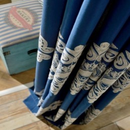 Nordisk Enkel Gardin Måttbeställd Gardin Blå Broderad Vardagsrumsstudietyg