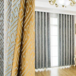 Nordisk Abstrakt Stil Måttbeställd Gardin Maze Jarquard Vardagsrum Bice Chenille Mörkläggningstyg