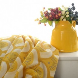 Gul Bomullsgardin Måttbeställd Gardinskal Unikt Tryckt Sovrum Vardagsrum