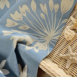 Japansk Enkel Gardin Måttbeställd Gardin Blå Blommig Tryckt