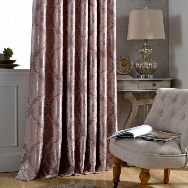 Måttbeställd Gardin För Europeisk Lantlig Stil, Rosa Jacquard, Mörkläggningstyg För Sovrum