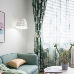 Amerikansk Lantlig Transparent Gardin Måttbeställd Gardin Unik Lövbroderi Andningsbart Tyg