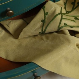 Amerikansk Antik Gardin Måttbeställd Gardin Gul Broderi Miljöskyddande Bomullslinnetyg