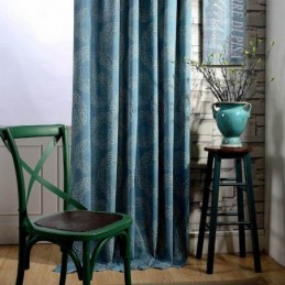 Amerikansk Antik Gardin Måttbeställd Gardin Blå Cirkeltryckt