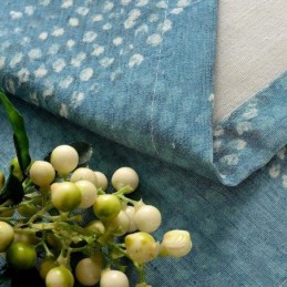 Amerikansk Antik Gardin Måttbeställd Gardin Blå Cirkeltryckt