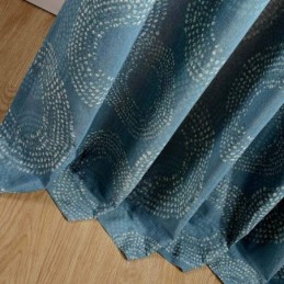 Amerikansk Antik Gardin Måttbeställd Gardin Blå Cirkeltryckt