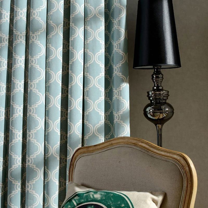 Nordisk Enkel Gardin Måttbeställd Gardin Geometriskt Tryckt Miljöskyddande Bomullstyg