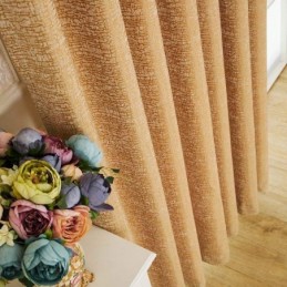 Amerikansk Abstrakt Stil, Måttbeställd Gardin, Brunt Geometriskt Mönster, Chenille- Och Jacquardtyg, Mörkläggningsgardin