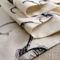 Amerikansk Enkel Gardin Måttbeställd Gardinbläck Rullande Lövbroderi Bomullslinnetyg