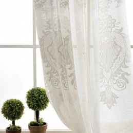 Europeisk Klassisk Transparent Gardin Måttbeställd Gardin Blomma Jacquard Vardagsrumsstudie Mjuk Bomull