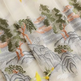 Lyxig Transparent Gardin, Måttbeställd, Broderad Bergstyll För Vardagsrum Och Sovrum