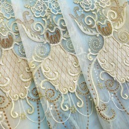 Måttbeställd Gardin I Europeisk Tyll, Broderad Voile För Vardagsrum