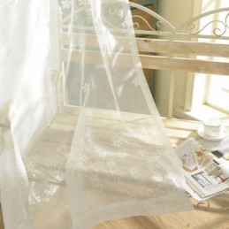 Broderad Skärmgardin Måttbeställd Gardin Blommig Vit Tyll För Vardagsrum/Sovrum