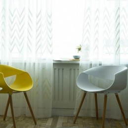 Modern Broderad Gardin Måttbeställd Geometrisk Vågmönster Fönsterskärm För Balkong