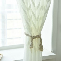 Modern Broderad Gardin Måttbeställd Geometrisk Vågmönster Fönsterskärm För Balkong