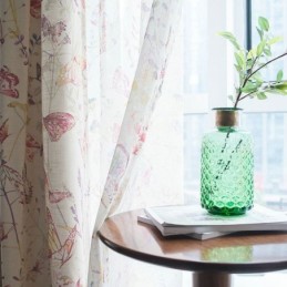 Modern Lantlig Skir Gardin Måttbeställd Gardin Med Fjärilstryck I Sovrumstyg