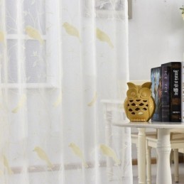 Broderad Tyllgardin, Måttbeställd, Fågelmotiv, Gardiner För Vardagsrum Och Sovrum