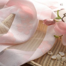 Enkel Lantlig Skir Gardin Måttbeställd Gardin Persikoblommig Jacquard Tyg För Sovrum Och Vardagsrum